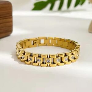 Gold watch chain bracelet
