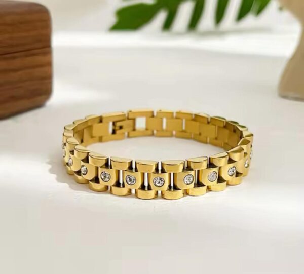 Gold watch chain bracelet